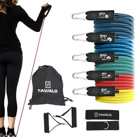 TAVIALO Resistance Bands with Handle: Fitness Bands Set of 5 for Strength Training and Muscle Building, Door Anchor Attachment, Expander Resistance Bands/Fitness Equipment for Home