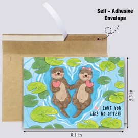 RYYike Cute Otter Valentines Day Card, Funny Pun Valentine's Day Card for Him Her, Humorous Birthday Card for Husband Wife, Anniversary Card for Boyfriend Girlfriend, Otter I Love You Card