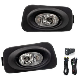 WEZEMLIGHT Fog Lights Assembly Compatible With Honda Acura TSX 2004-2005 Included Switch And Wiring Kit OEM Part Number:08V31S5D1M102, AC2592106, 08V31S5D1M101, AC259310(Clear Lens)