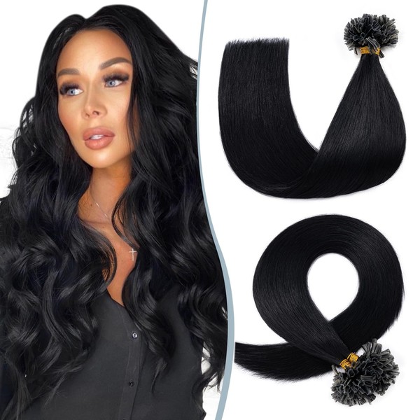 Elailite U-Tip Real Hair Bonding Extensions, Keratin Hair Extensions, Straight,
