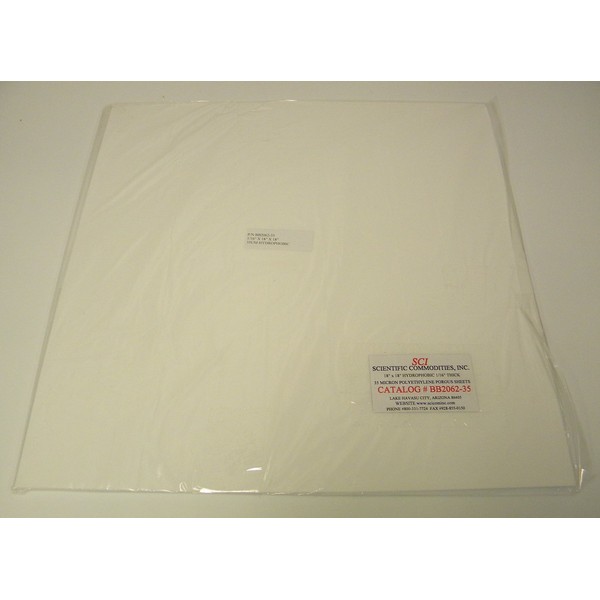 UHMW Polyethylene 10 Micron Porous Sheet/Hydrophilic / 18" x 18"