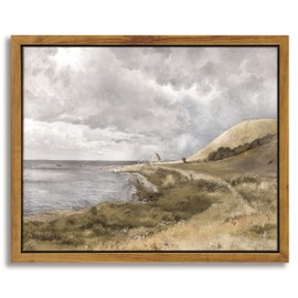 InSimSea Framed Canvas Wall Art Vintage Decor, Home Decor Danish Coastal Landscape in Stormy Weather Classical Paintings, Coastal Wall Art for Living Room Bedroom Office Decor, 8"x10"