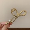 B/C Hair Claw Large Ribbon With Pearl (Gold)