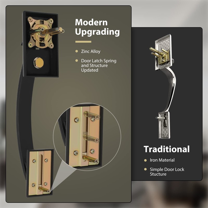 Haidms Matte Black Double Door Lock Set, Heavy Duty Double