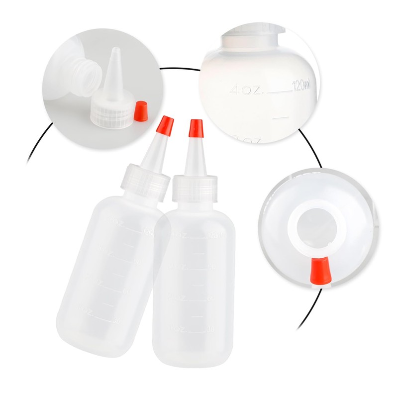 Rumyve 2pcs Plastic Extrusion Bottle,Applicator Bottle with Tip Extrusion Plastic