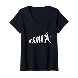 Womens Evolution of Cricketer Funny Cricket Player Sport Gifts V-Neck T-Shirt