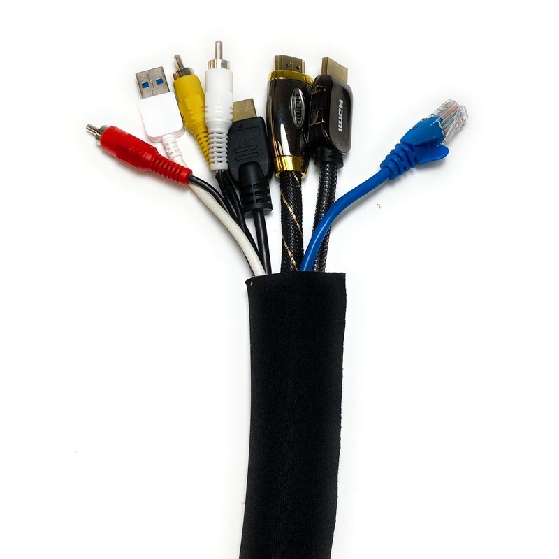 10cm Wide Cable Management Sleeve, Flexible Neoprene Cable Tidy Tube
