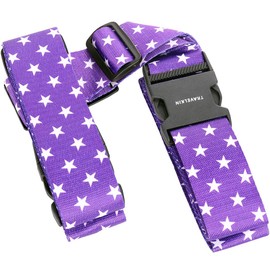 HIMREYLD Luggage Straps Adjustable Cross for Travel Airport, Extra Long 230 & 200 cm for Suitcase 20-32 Inch, Buckle Closure & Tag Slot - Stars Purple