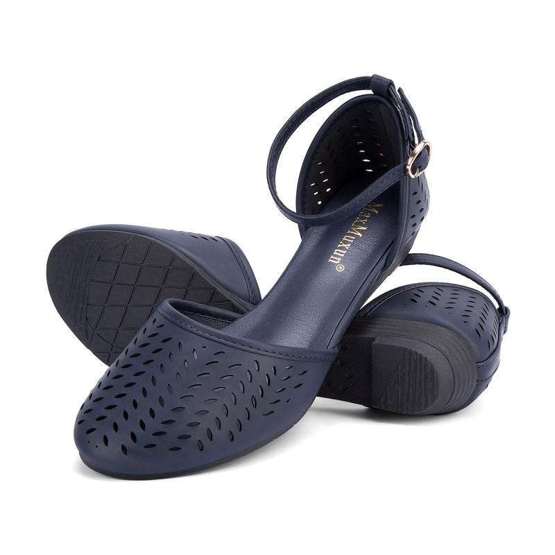 MaxMuxun Sandalias planas romanas con correa de tobillo para mujer,