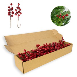 J'FLORU 50 Pack Christmas Tree Decorations 6.5 Inch Artificial Berry Stems Red Berry Picks for Xmas Winter Christmas Tree Ornaments Centerpieces Flower Arrangements