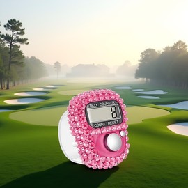 Electronic Finger Tally Counter Clicker Counter,Portable Digital Display Tally Counter,Convenient Resettable Mini Lap Counter for Golf Goods Counting Accessories,Track and Field Lap Counters (Pink)