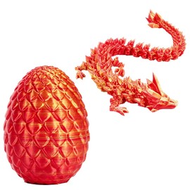 3D Printed Dragon Eggs, Fully Movable Dragon Crystal Dragon with Dragon Eggs, Flexible Joints Home Decoration Desk Toy, Home Office Decoration, Desk Toy (Red)