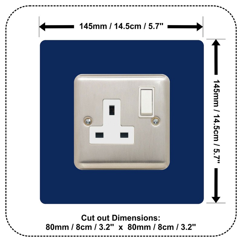 Single Socket Surround | Square | Acrylic Back Panel or
