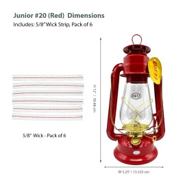 Dietz Light of Mine - Dietz #20 Junior Red and Gold Oil Lantern with 5/8" Wick Strips