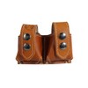 Barsony Saddle Tan Leather Revolver Double Speed Loader Pouch for