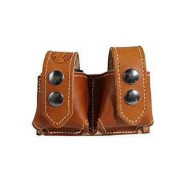 Barsony Saddle Tan Leather Revolver Double Speed Loader Pouch for 7 Round .38 .357