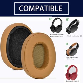 Replacement Ear Pads for Skullcandy Crusher Wireless/Evo Crusher/ANC Hesh 3/Hesh EVO/Hesh ANC,Headphones Earpad Cushions, Headset Earpads, Ear Cups Cover Repair Parts - Brown