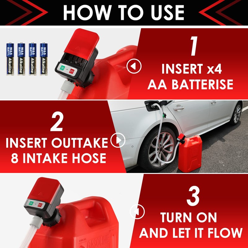 FPOWER Automatic Fuel Transfer Pump - AA Battery Powered, Gas