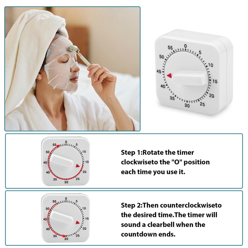 Kitchen Timer, 1 Hour/60 Minutes Count Down Alarm Reminder Square