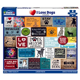 White Mountain 1000 Piece Jigsaw Puzzle Dog Quotes Collage Puzzles with Large Pieces Gift for Adults and Family 24"x30" - I Love Dogs
