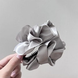 Satin Banana Clip, Hair Clip, Satin Hair Clip, Mature Cute, Stylish, Hair Clip, Elegant, Hair Ornament, Work, Date, Travel, Spring, Gift, Graduation, School Entrance Ceremonies (Gray)