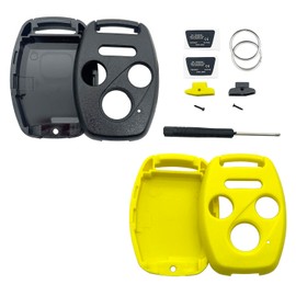 Replacement Key Fob Shell Keyless Entry Remote Car Key Fob Cover Case Fits for Honda 2003-2012 Accord / 2006-2013 Civic EX / 2009-2015 Pilot /2005-2006 CR-V (Black + Yellow)