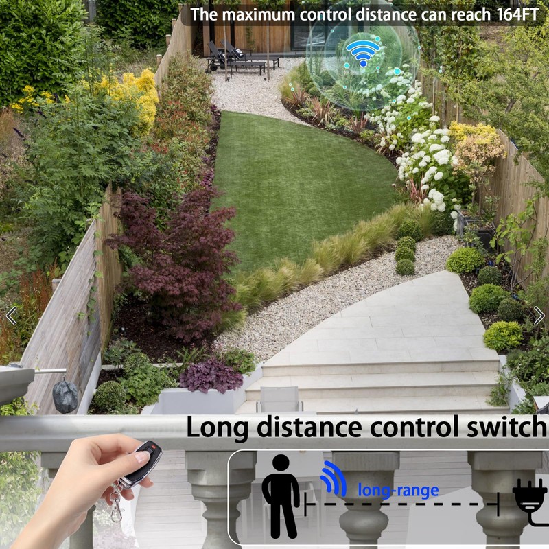 Extension Cord with Switch,Remote Control Extension Cable Waterproof Switch 1.65FT/0.5m,1250W