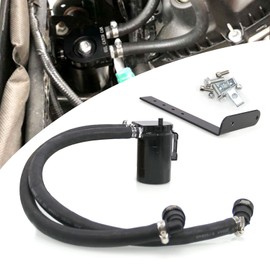 RULLINE Oil Catch Can Kit Oil Separator Reservoir Tank Engine Polish Baffled Compatible with Ford F150 2.7EB 3.5EB 5.0 Passenger Side 2011-2019 Aluminum Black