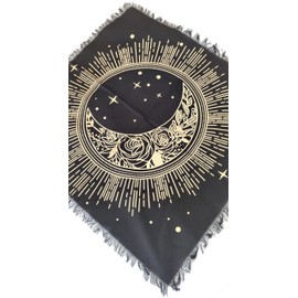 Sophia-Art Altar Cloth Sun Moon Star Witchcraft Alter Tarot Spread Top Cloth Wiccan Square Spiritual Black Gold Tablecloth Wall Hanging Altar Cover(18x18 inches 45 by 45 CM)(Golden Sun Moon Star)
