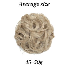 Messy Hair Bun Curly Wavy Hair Scrunchies Accessories Pieces for Women Girls Synthetic Hair Chignons (Pale Ash Blonde)，Hair pieces，Hair pieces for women