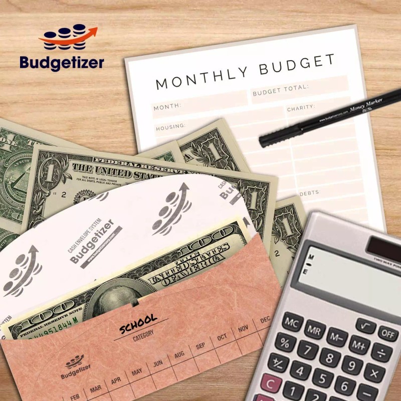 Budgetizer Cash Envelopes System - 12 Pack Budget Planner Envelopes
