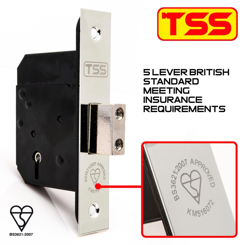 TSS High Security 5 Lever British Standard Mortice Deadlock with