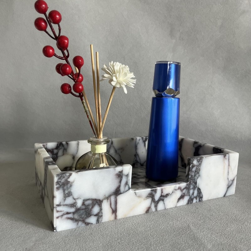 SAIDKOCC Natural Travertine Napkin Holder 9.8"x5.7"x2.4", Rectangle Guest Towel Dispenser