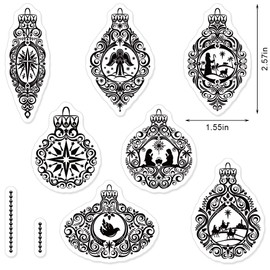 Christian Nativity Clear Stamps for Card Making Scrapbooking DIY Decorations, Religious Lace Ornaments Clear Stamps for Embossing Album Crafts Christmas Décor