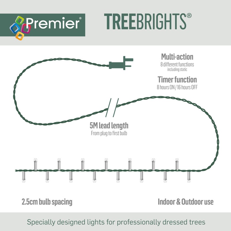 Premier treebrights Christmas Garland String Lights - 240 White LEDs