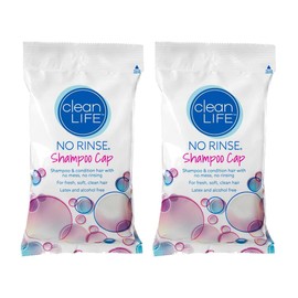 Cleanlife Products No-Rinse Shampoo Cap (2 Pack) - Waterless, Rinseless Hair Washing and Conditioning Shower Caps for Bathing Elderly, Bedridden, Hospital Patients - Disposable, Hypoallergenic