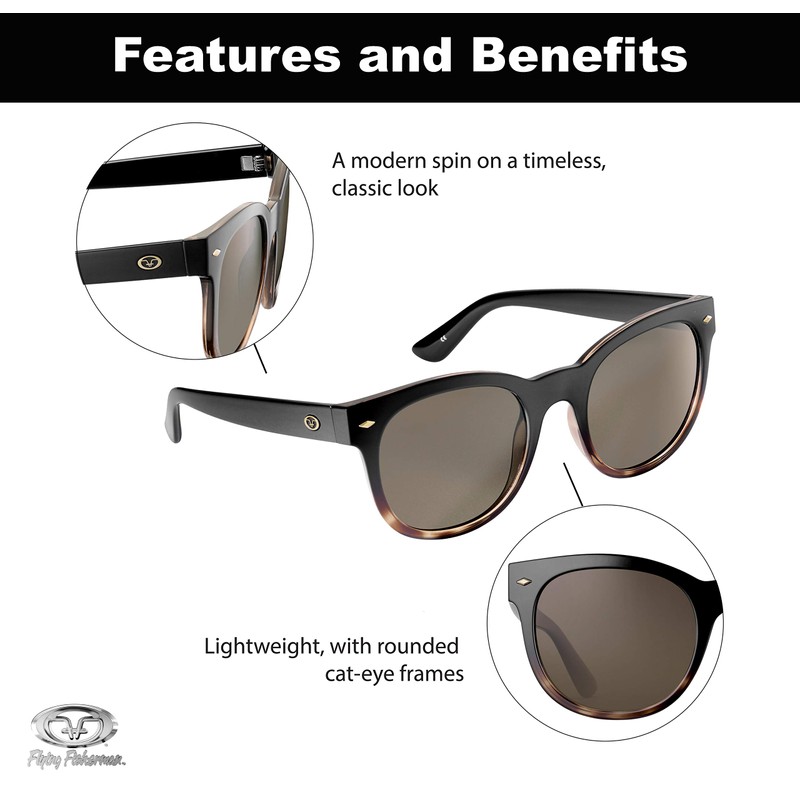 Flying Fisherman Unisex's Careen Sunglasses, Gloss Black Frame/Amber Lens, Medium