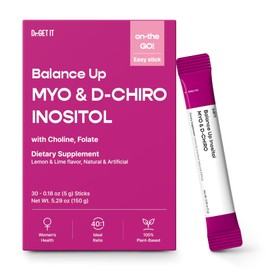 Dr.GET IT Balance Myo-Inositol & D-Chiro Inositol 40:1 with Folate & Choline Hormone & Reproductive Health for Women On-The-Go Powder Stick Supplement Lemon Lime Flavor 30 Single-Serve Sticks