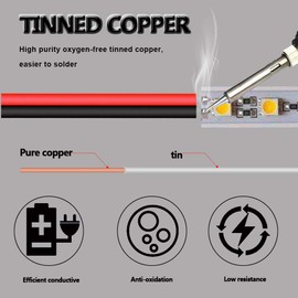 AOTOINK 65.6ft Extension Cable Wire Cord 20M 22AWG Wire Cord 22 Gauge Red Black 2 Wire Stranded Tinned Copper for Led Strips Single Color 3528 5050, Boat Light, 12V LEDs Bulbs Lamps, Car Lighting
