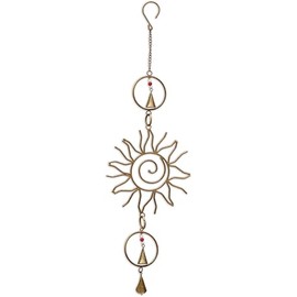 Sunset Vista Designs Windchimes - Handcrafted Metal Wire Swirl Sun with Bells Windchime for Outdoors, 26" Long, Antique Gold