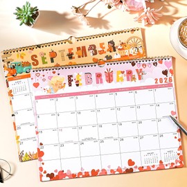 2026 Calendar - 2026 Wall Calendar, Jan. 2026 - Dec. 2026, 14.6'' x 11.4", 12 Months Hanging Monthly Calendar 2026, Holidays, Large Block, Twin-Wire Binding- 12 Different Themes