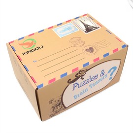 KINGOU 4 Pack Classic Wooden Rope Puzzle Set Ring Puzzles String Solution Central Brain Teaser for Adults/Kids Game