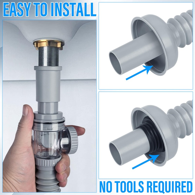 1-1/4" Bathroom Sink Drain, Universal Sink Drain Pipe W/Cleanout, P-Trap
