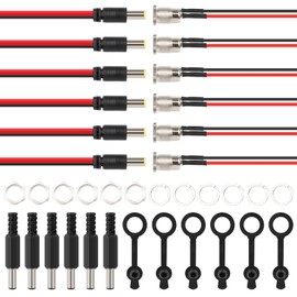 DC Power Pigtail Cable 6Pcs CCTV Security Camera Male & Female Power Cable, 5.5mm x 2.1mm DC Power Pigtail Cable with Dc Barrel Jack Plug Male for CCTV Home Systems