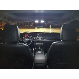 BRISHINE - Kit de luces LED interiores blancas para Mazda 3 Hatchback 2014 2015 2016 2017 2018 superbrillantes 6000 K paquete de bombillas LED interiores + luces de matrícula y herramienta de