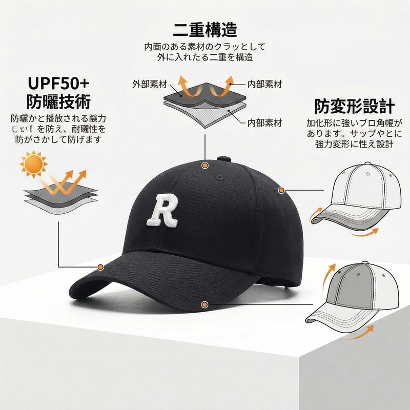 Lovechic: Cap, Men's, Women's, Large Size, R Logo, Depth 6.7