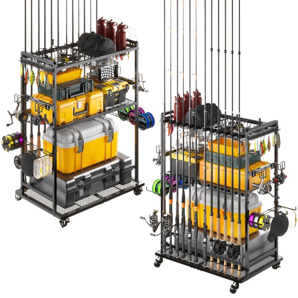 Fishing Rod Holder，SOYEEZE Fishing Pole Holders for Garage, 2 Top