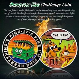 IELCJJ 10PCS Dumpster Fire Coin - Creative Dog Dumpster Fire Box Encouragement Incentive Awards Token Inspirational Hilarious Medallion Funny Office Gifts for Office Parties and Appreciation