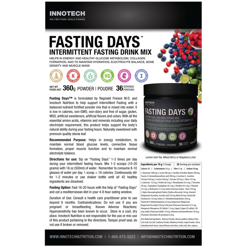 Innotech Nutrition Solutions Innotech Nutrition Fasting Days Intermittent Fasting Drink