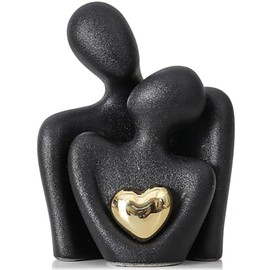 Aswalling Mini Couple Statue Abstract Sculpture Home Decor Knick Knacks Couples Love Office Show Pieces Black B